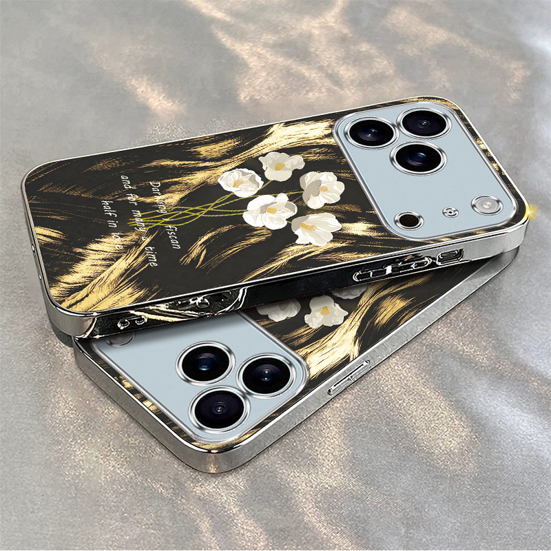 艺术花卉适用苹果17promax手机壳iPhone16/15pro新款14女13mini全包xsmax防摔xr12pro软壳11高级ip6s/7/8plus