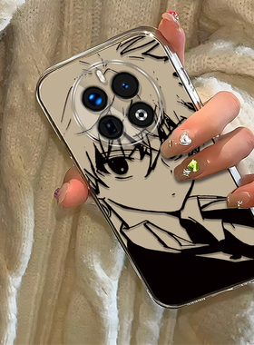 素描奇犽适用realme真我GT5Pro手机壳新款RMX3888防摔镜头全包男女挂绳创意透明软壳保护套高级时尚小众情侣