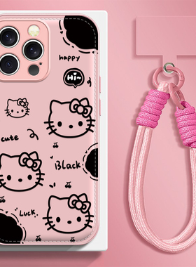 可爱猫咪适用苹果17promax手机壳iPhone16e/15pro新款14plus女ip13pro全包防摔12气垫壳11高级小众马年带挂绳