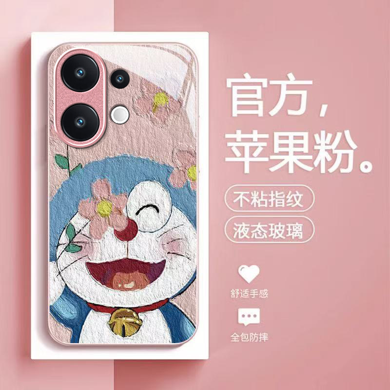 叮当猫适用vivoS50手机壳vivoS30/s20/s19pro新款s18/s17/s16e玻璃s15/s12/s10防摔s9/s7t硬壳s6/s1高级感