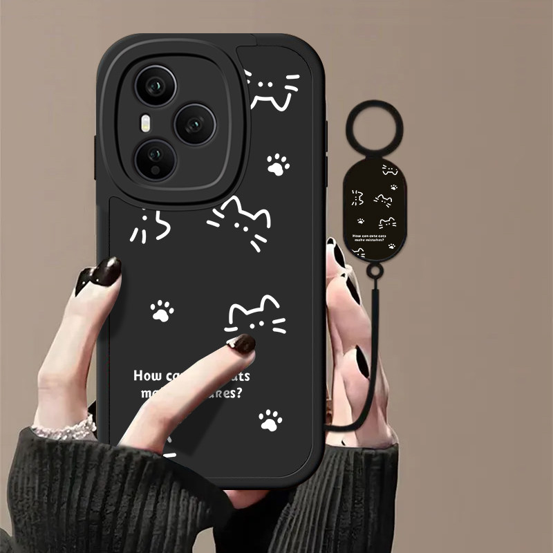 线条猫咪适用荣耀400Pro手机壳honor300Ultra新款200/100Pro+高级90/80GT70/60/50防摔30/20se9/8x荣耀v40/30