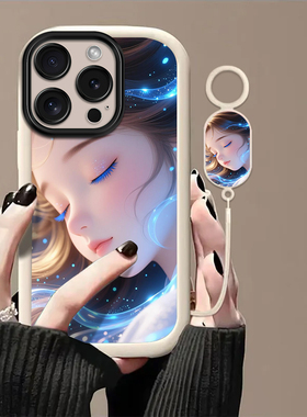 睡觉女孩适用苹果17promax手机壳iPhone16/15pro新款14女13mini全包xsmax防摔xr12pro软壳11高级ip6s/7/8plus