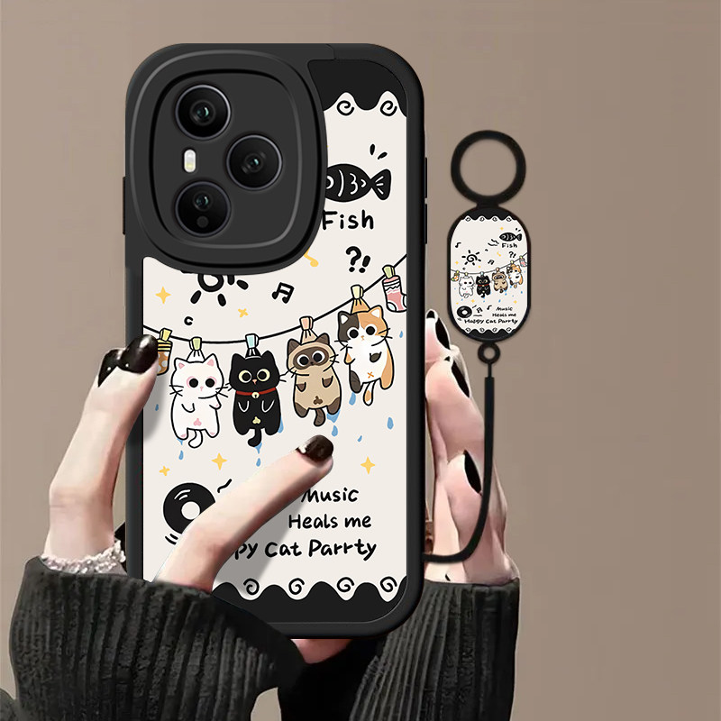 音乐小猫适用荣耀400Pro手机壳honor300Ultra新款200/100Pro+高级90/80GT70/60/50防摔30/20se9/8x荣耀v40/30