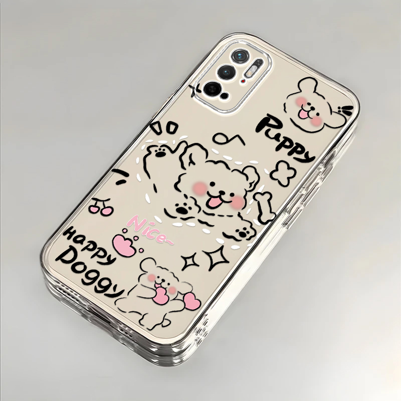 奔跑小狗适用红米Note11SE手机壳新款5G防摔镜头全包男女挂绳创意透明保护套高级感时尚软壳个性网红小众情侣