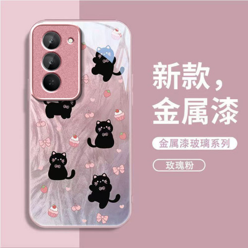 羽纱黑猫适用红米Note15R手机壳红米Note14/13/12pro+新款12/11r玻璃note10/9高级5g防摔11se硬壳turbo3/4Pro