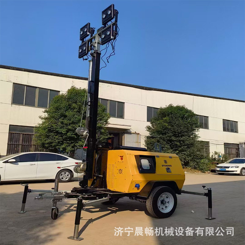 便携式升降照明灯塔 牵引移动照明灯塔车6-9米手摇高杆照明灯