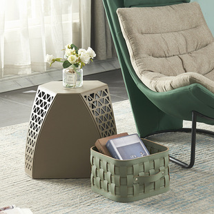 换鞋凳家用矮凳轻奢设计师客厅马鞍皮沙发搁脚凳边几梳妆凳小凳子