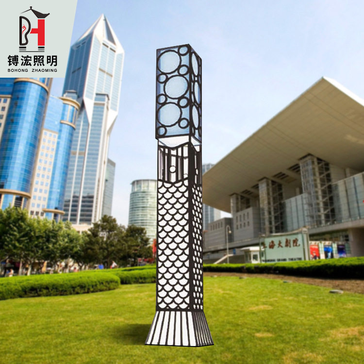 方形景观灯别墅园林景观灯户外复古方形led庭院灯欧式庭院照明灯