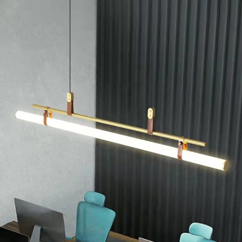 极简餐厅吊灯北欧现代简约餐桌吧台灯具创意个性办公室一字长条灯