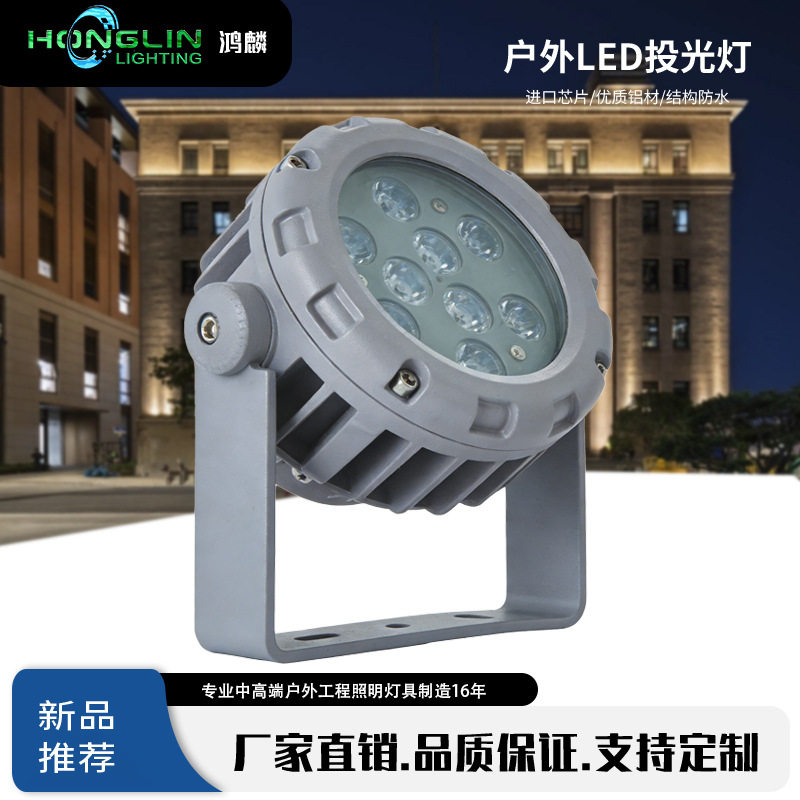 12WLED圆形投光灯户外防水亮化照明园区景观园林单色RGB照树射灯