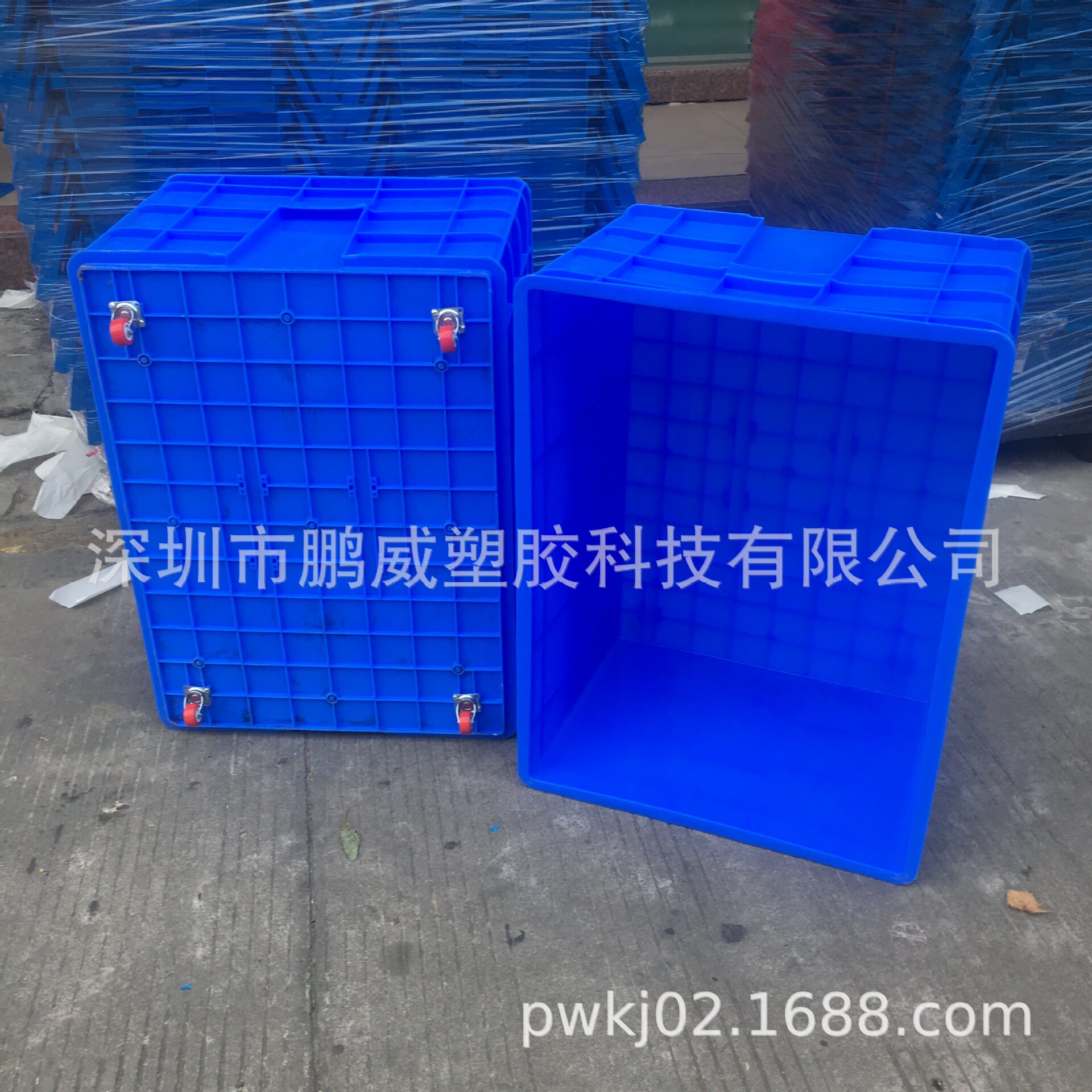 低价促销加厚塑料周转箱 服装车间专用带轮塑料筐 配刹车轮收纳箱
