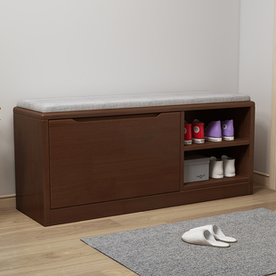 ?实木鞋柜坐凳一体大容量家用入户门口鞋子收纳柜翻斗式换鞋凳