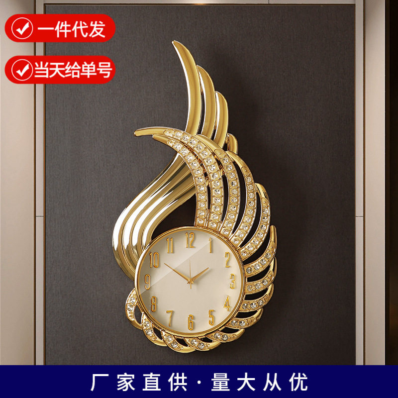 现代轻奢装饰挂钟客厅时尚表挂墙家用玄关壁钟别墅大气静音石英钟