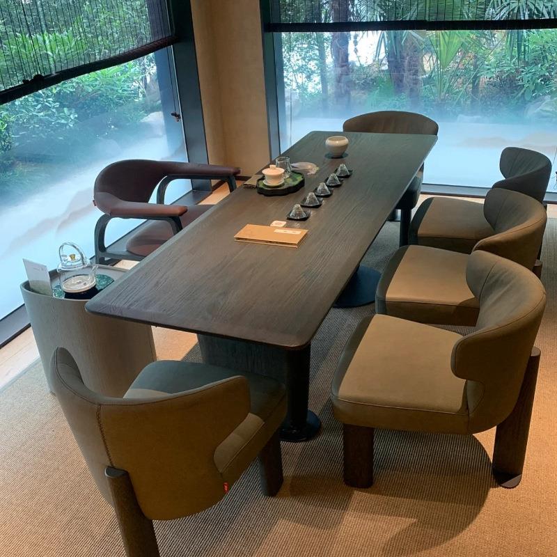 新中式茶桌椅组合禅意实木茶台办公室会客家用泡茶桌榫卯结构茶几