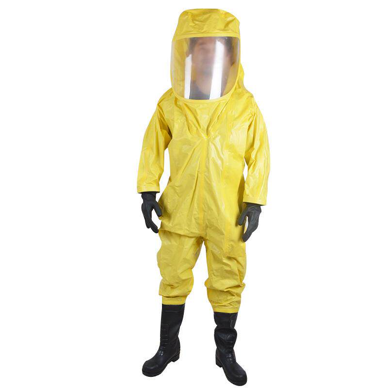 黄色重型防化服 密封内置式化学防护服 连体式重型防护