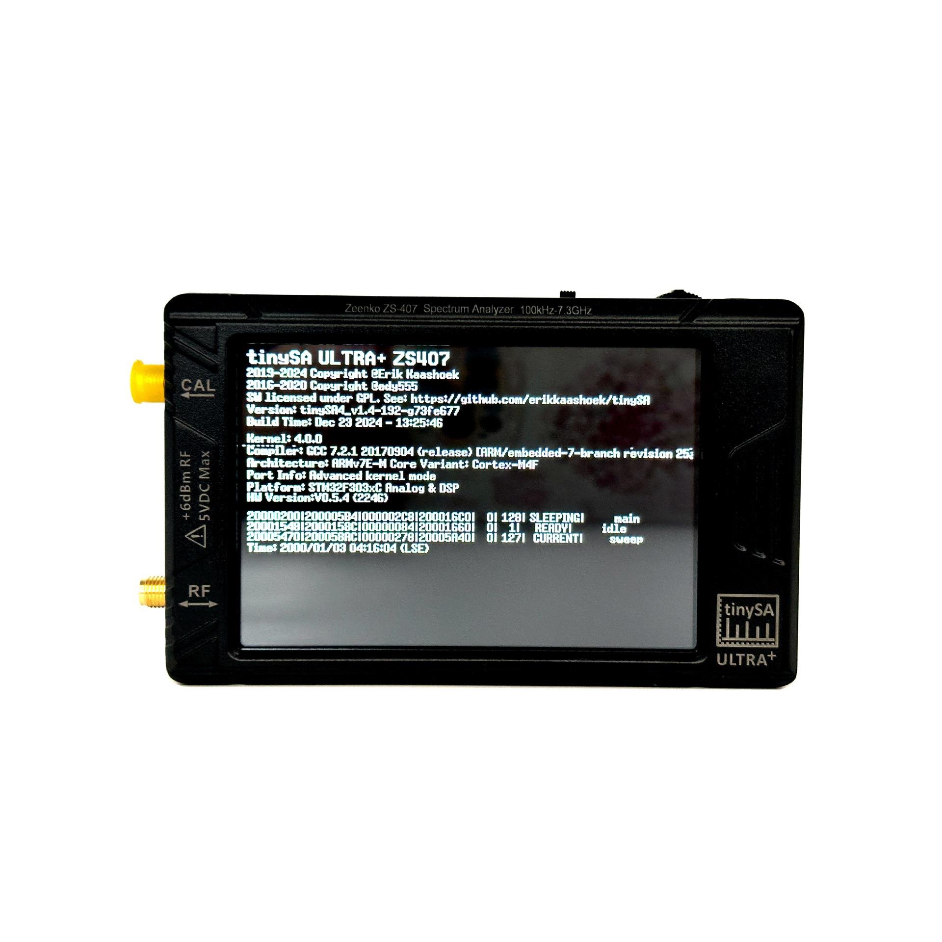 新款4寸TinySA ULTRA Plus手持频谱分析仪 100k-7.3GHz检测无人机