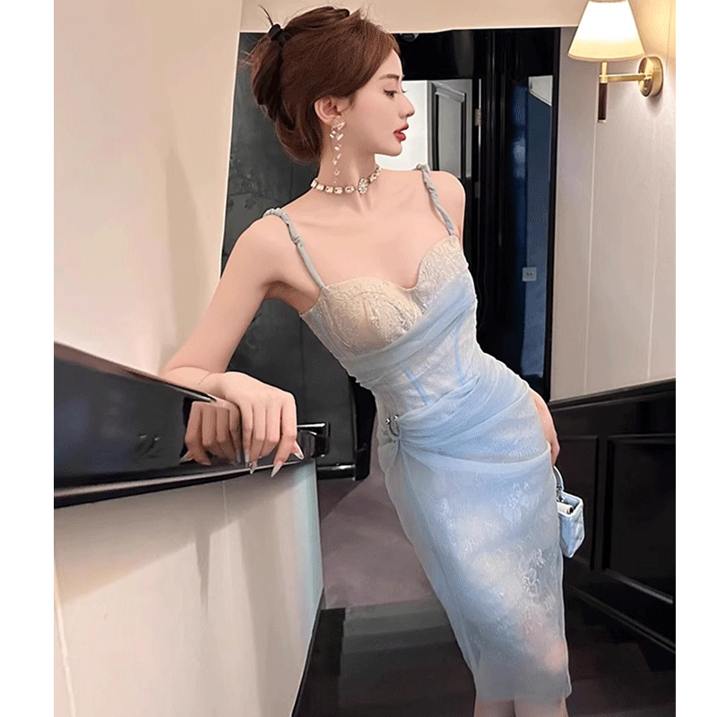 生日party宴会晚礼服裙轻奢小众高端气质名媛正式场合吊带连衣裙