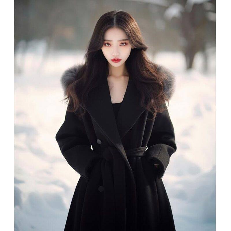 韩剧女主精致穿搭高级感超好看呢子大衣轻熟风长款毛呢外套女冬季