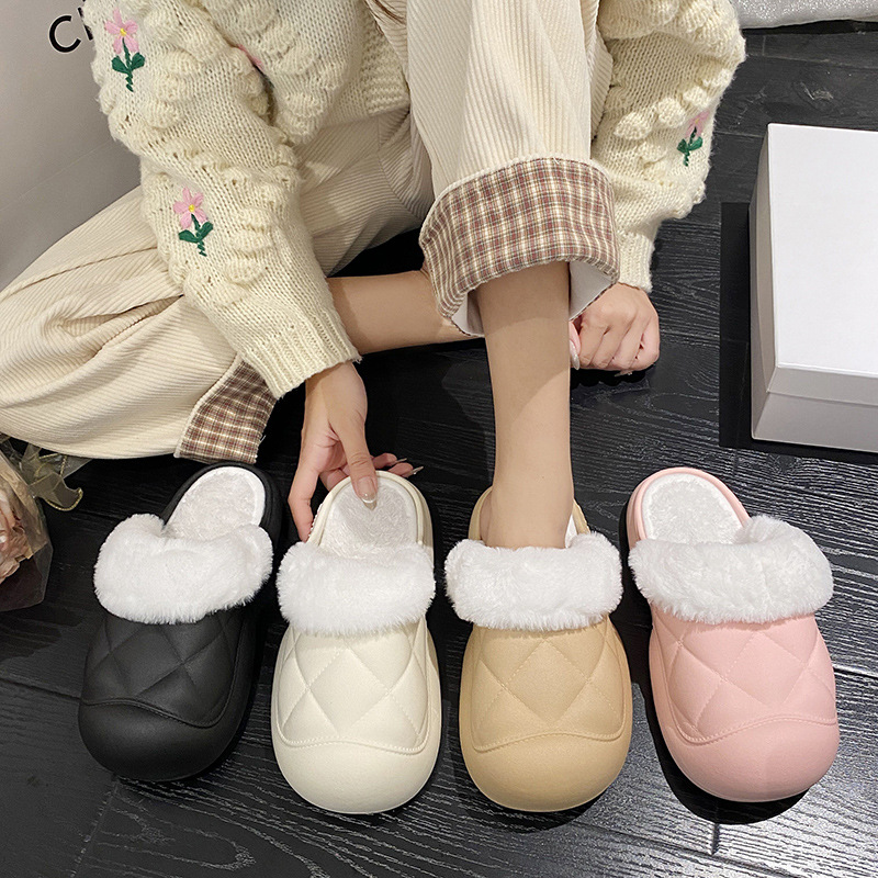 加绒拖鞋女新款秋冬季毛绒保暖防滑室内居家用厚底可拆卸棉拖鞋女