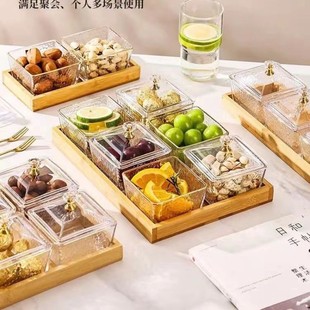 玻璃水果盘分格家用客厅小吃拼盘零食摆放糖果盘子点心茶点干果盘