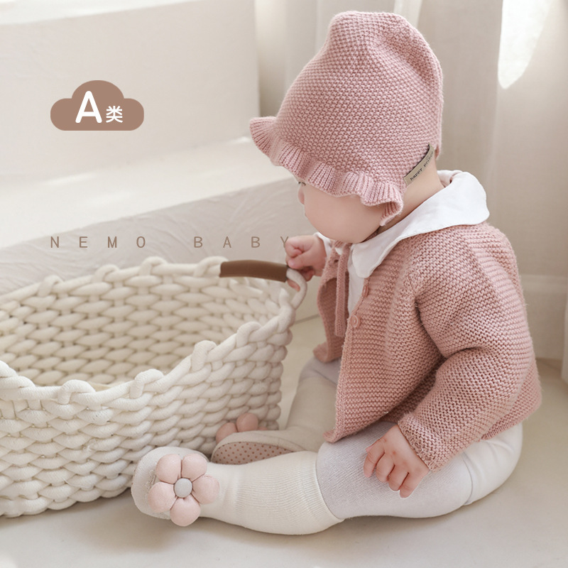 2023冬季新品宝宝地板鞋袜加厚毛圈保暖防掉花朵公主皮底学步鞋袜