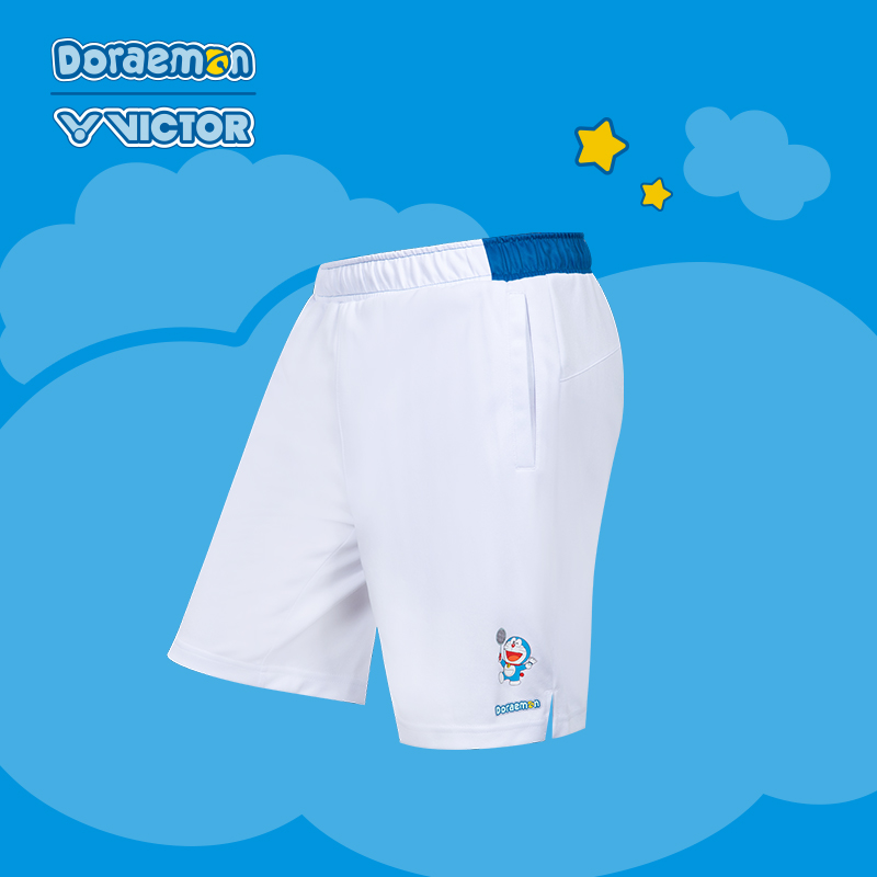 威克多VICTOR胜利羽毛球服哆啦A梦联名运动短裤男女款R-522DRM