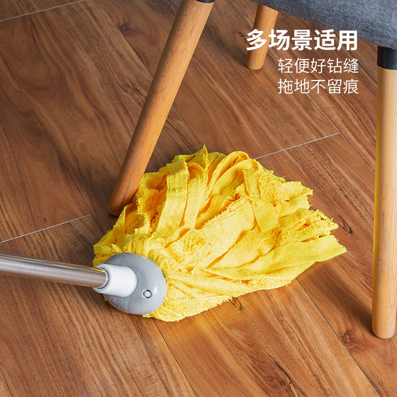 毛绒圆头水拖不锈钢加长杆吸水木地板拖把家庭清洁拖布