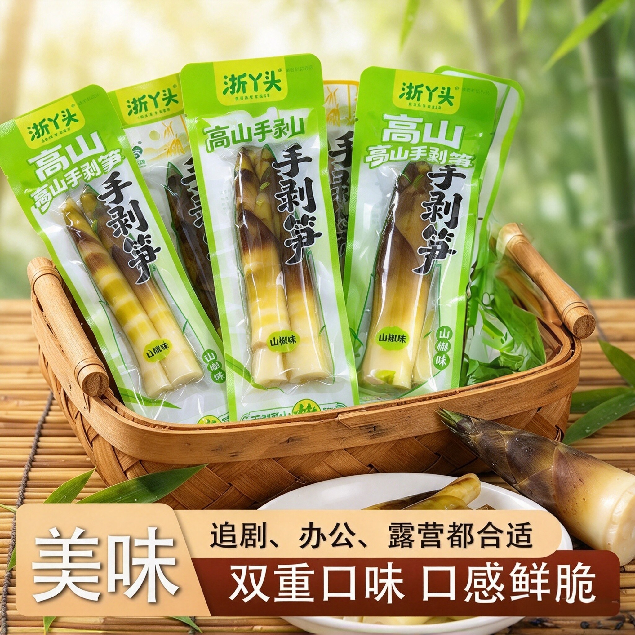 手剥笋泡椒脆笋开袋即食小包装泡椒味老汤味休闲解馋零食批发追剧
