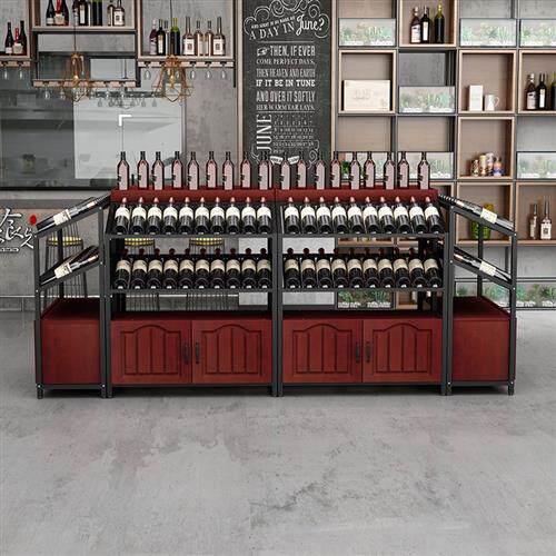超市红酒柜中岛酒架酒庄葡萄酒白酒展示架落地红酒架组合放酒货架