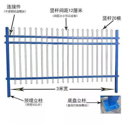 围墙栅栏锌钢护栏围栏小区户外铁艺栅栏别墅围墙庭院围栏护栏铁栏