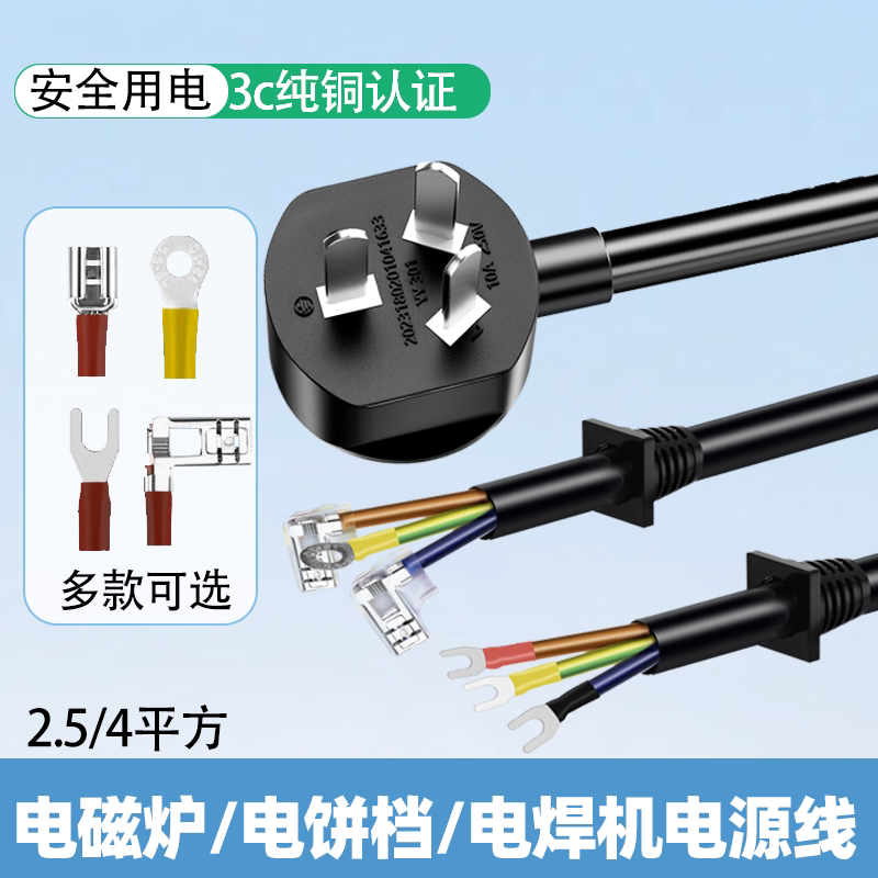 电磁炉电源线3芯电焊机油炸锅炸炉电陶炉专用大功率电线带插头 铜
