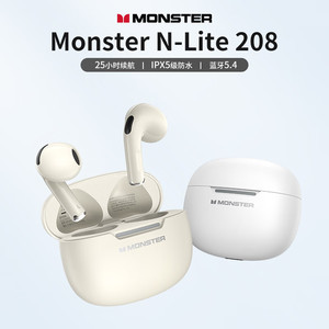 魔声（MONSTER）N-Lite 208半入耳式真无线蓝牙耳机主动降噪通话