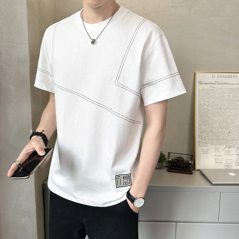 开乐服饰海家纯棉短袖t恤男士夏季薄款宽松型凉感上衣圆领半袖T恤