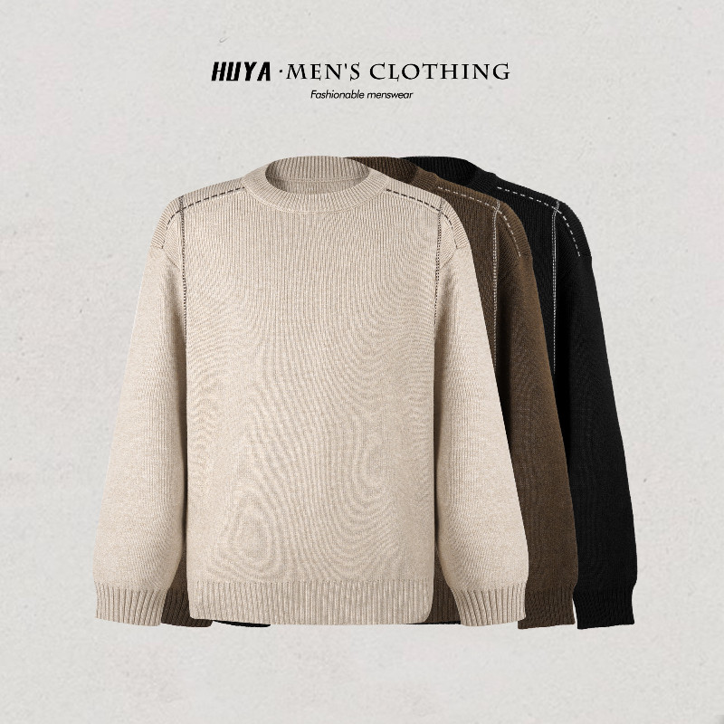 虎牙兄弟冬季明线长袖毛衣百搭休闲保暖针织圆领打底衫男士M7059,男装,针织衫/毛衣,淘宝优惠券,粉丝福利购,淘宝优惠卷