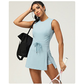 欧美新款 凉感运动连衣裙休闲健身露背舞蹈连衣裙瑜伽网球裙 夏季