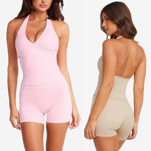 csb同款瑜伽背心运动吊带含胸垫性感纯色运动背心
