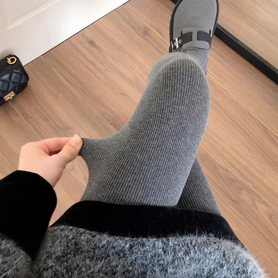 日本进口羊毛绒秋冬加厚深灰色连裤袜加绒保暖紧身打底裤袜女外穿
