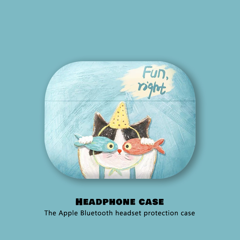 大力 日系适用airpodspro3保护套pro2苹果耳机西高地5蓝牙磨砂软壳airpods4代可爱卡通1蓝色猫咪女airpods3盒