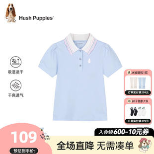 暇步士女童短袖 夏季 新款 儿童休闲翻领上衣中大童POLO衫