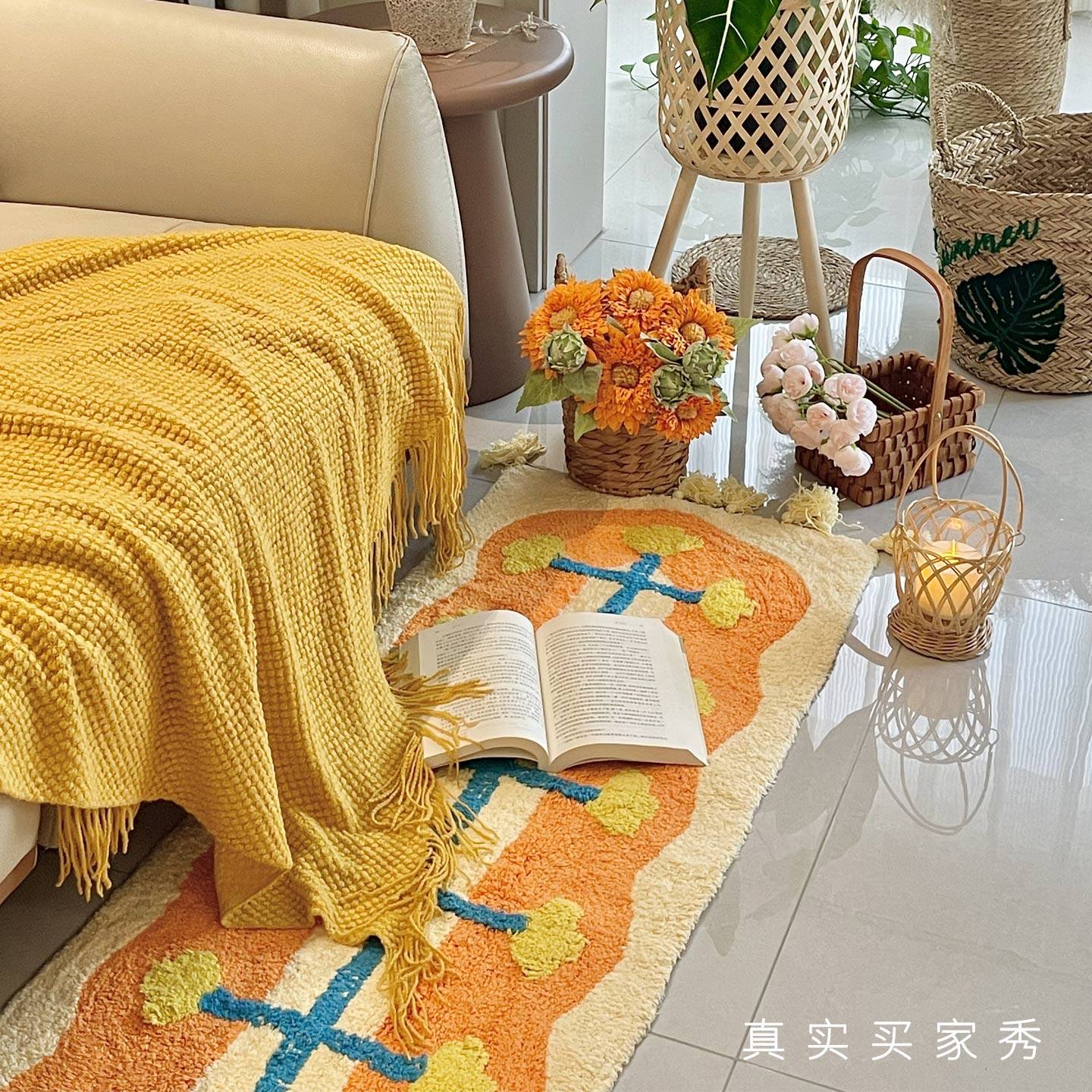 纯棉床边地毯女孩卧室流苏长条地垫大面积全铺客厅阳台毛绒毯门垫,居家布艺,床边毯,淘宝优惠券,粉丝福利购,淘宝优惠卷