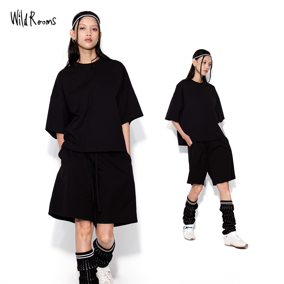 夏季针织短袖短裤WildRooms套装