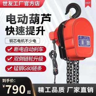 跑车 世友环链电动葫芦380v5吨1吨2吨3吨10吨导链家用提升机链条式