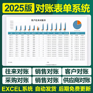 2025公司客户对账单excel表格模板供应商往来销售月结算财务明细