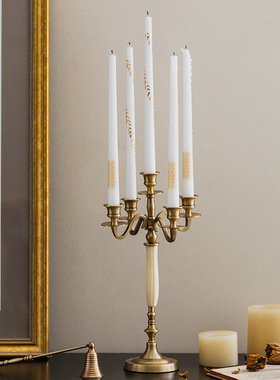 餐桌烛台氛围情调摆件复古家居轻奢黄铜香薰蜡烛台