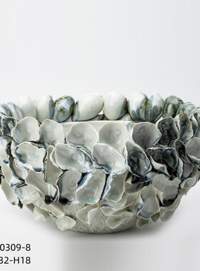 中古风原创设计师陶瓷雕塑摆件样板间民宿大堂插花器桌面手工花