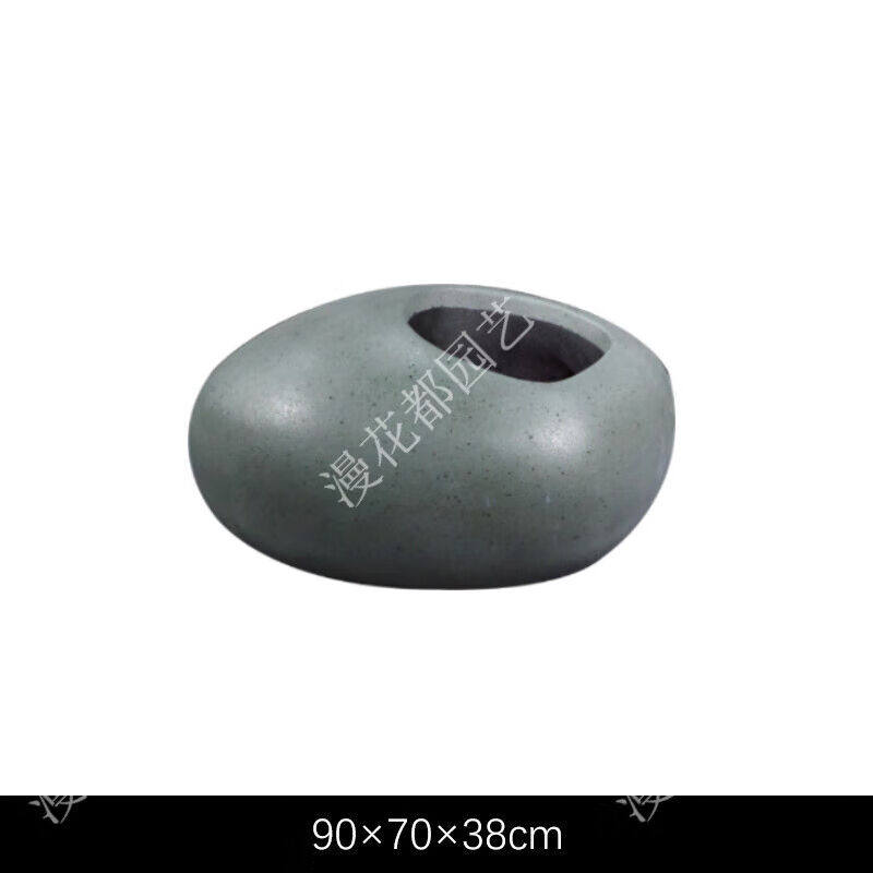 北欧仿石头水泥鹅卵石椭圆形落地玻璃钢花盆大花瓶花器简约摆件北
