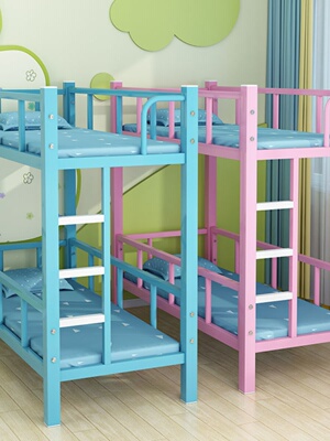 新品小学生午托牀幼儿园n双层牀铺铁架小饭桌辅导托管班午睡上下