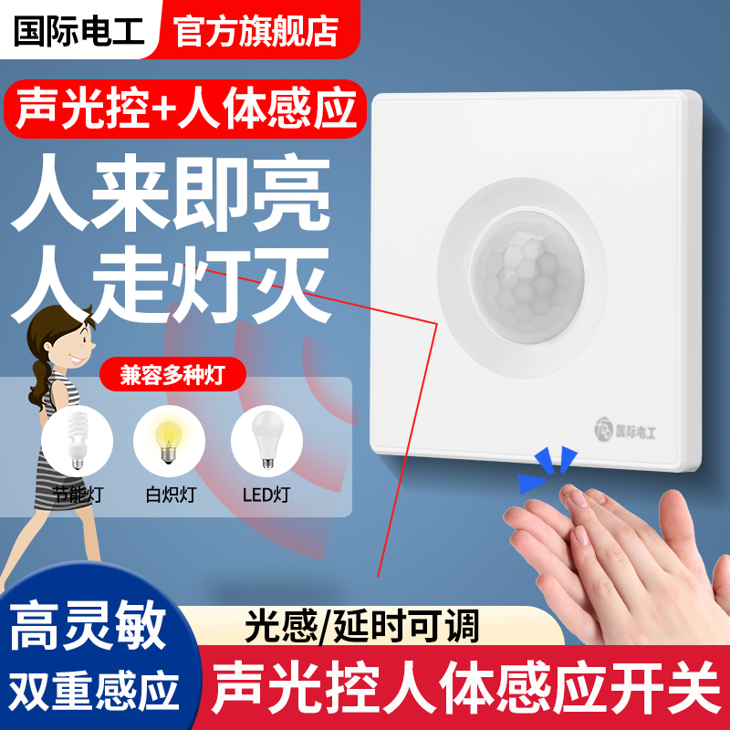 国际电工声控加人体感应开关