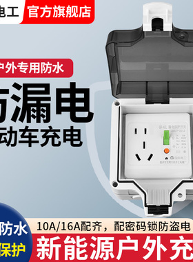 明装户外防水插座新能源16a充电桩配电箱室外空开漏电保护防雨盒