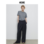 440ME女装 格雷系圆领桑蚕丝棉混纺轻薄清爽宽松短袖 T恤FCSS0043J